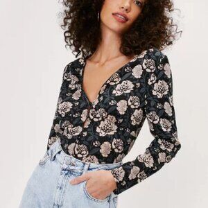 Nasty Gal Floral V Neck Button Up Blouse